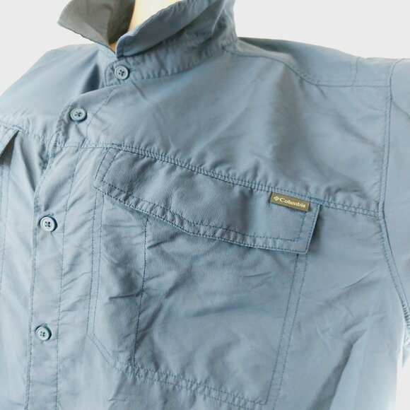Columbia Women's Blue Omni-Shield Short Sleeve Button-Up Shirt Size 2XL - Picture 7 of 10